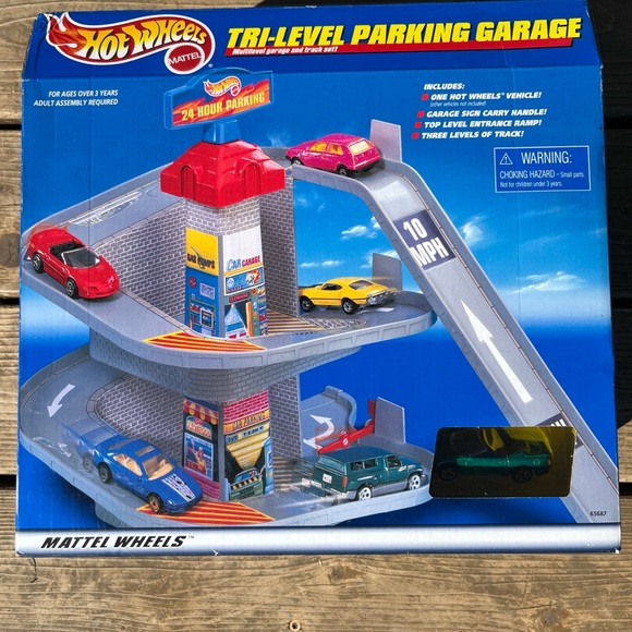 Hot Wheels Mattel Tri-Level Parking Garage Set with Car 1998 Preowned Complete - Picture 8 of 8